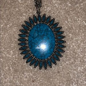 Turquoise and pewter necklace